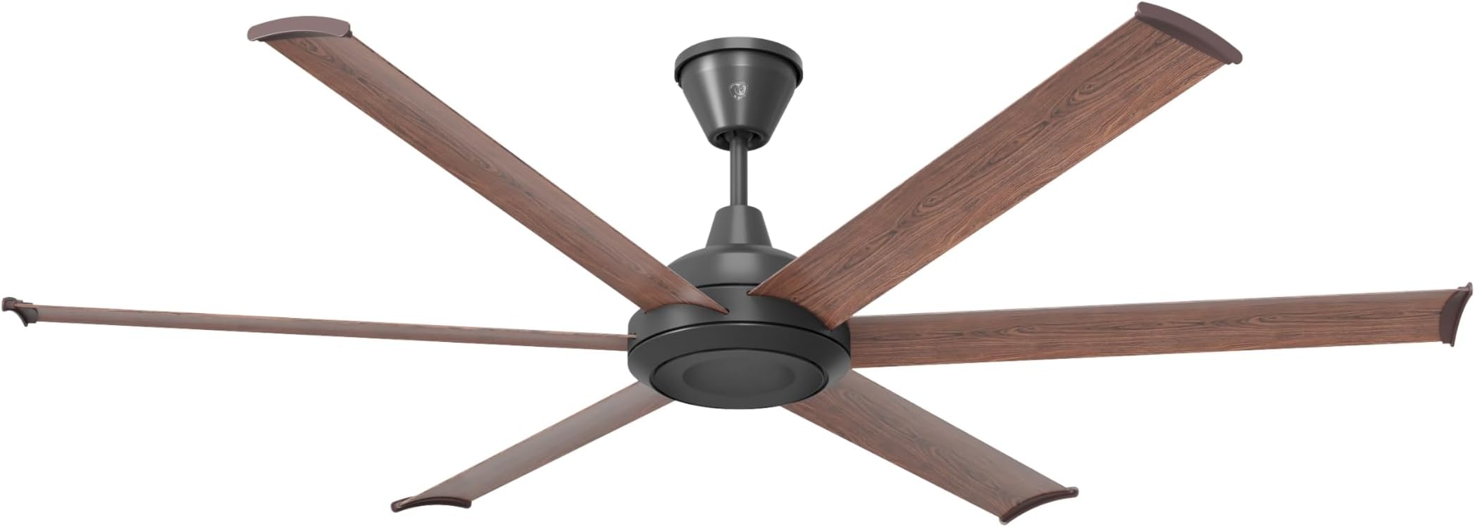 72" Bison Ceiling Fan, Black Motor, Walnut Foils, WiFi Smart Control, Large Room Indoor Fan, Quiet Energy-Efficient Motor