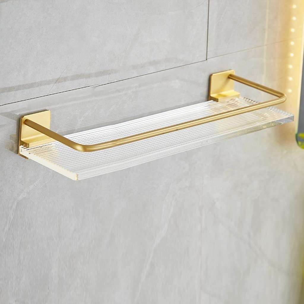 SDGBCXD bathroom shelves, Aluminum Shower Caddy 46cm Acrylic Storage Rack for Towels, Kitchen Seasoning Bottles, and Sink Accessories(A,50Cm)