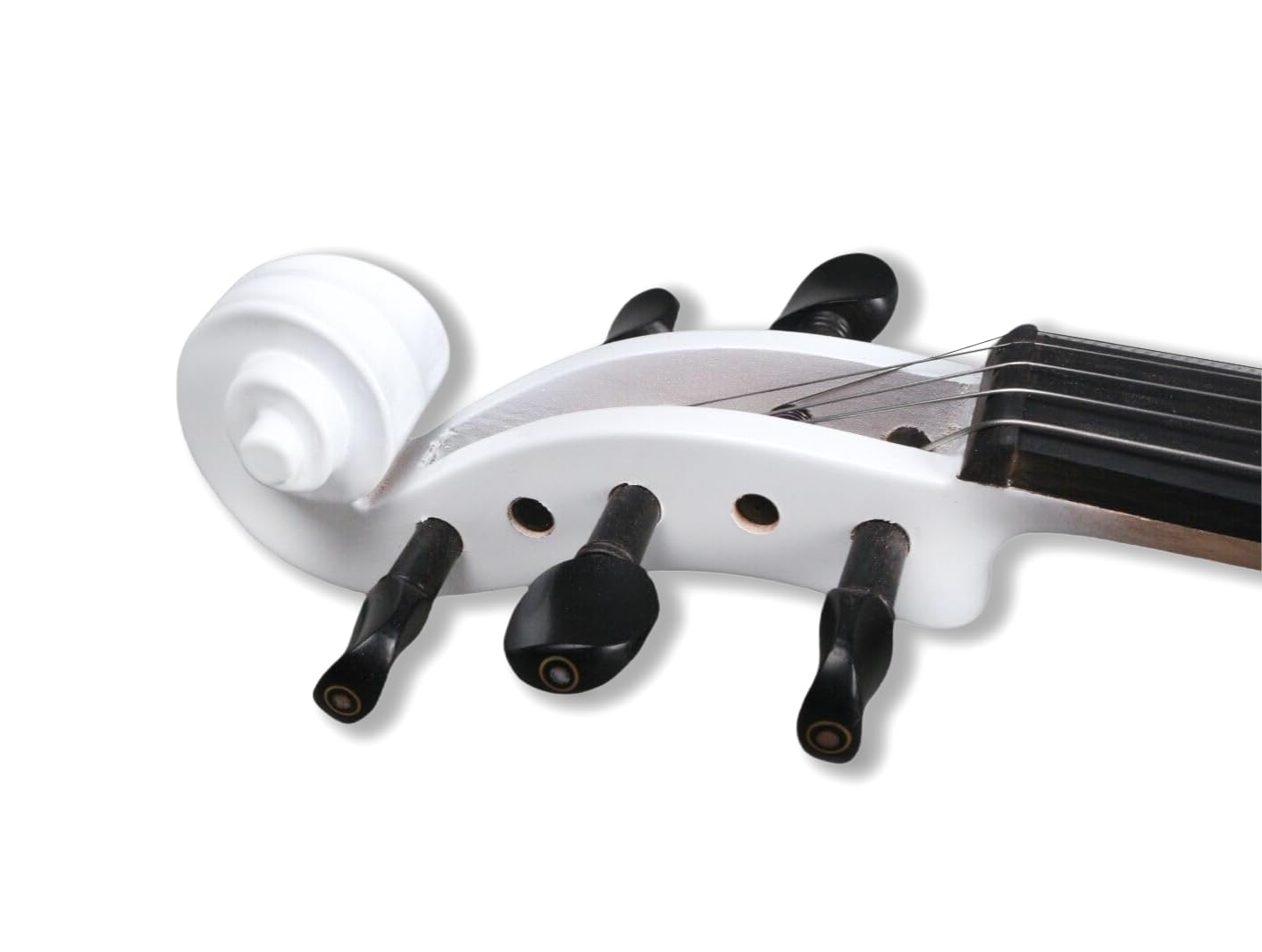Violín eléctrico, cuerpo de madera maciza, accesorios de ébano, sintonizador agradable, pasiva pasiva con arco, bolsa de estuche (blanco-5 cuerdas)