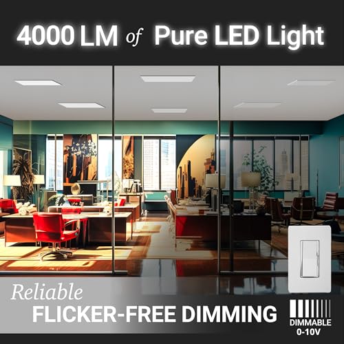NUWATT 2 Pack 1x4 FT LED Surface Mount Panel 120-277V Universal Voltage, 3CCT 3000K/4000K/5000K Selectable, 4000LM, 40W, Internal Driver, 0-10V Dimmable, 12x48 Inch Flush Mount Ceiling Light, 1" Thick by NUWATT - Image 6