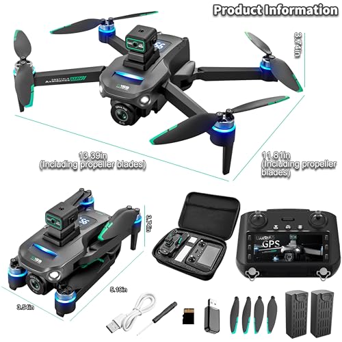 2K UHD GPS Drone with Camera for Adults - 5.9" Screen Remote Controller, Obstacle Avoidance, Auto Return, Optical Flow, 3 Speed Adjustable, FPV Real-Time, Beginner Friendly, 2 Batteries 60 Min Flight, Foldable - Image 3