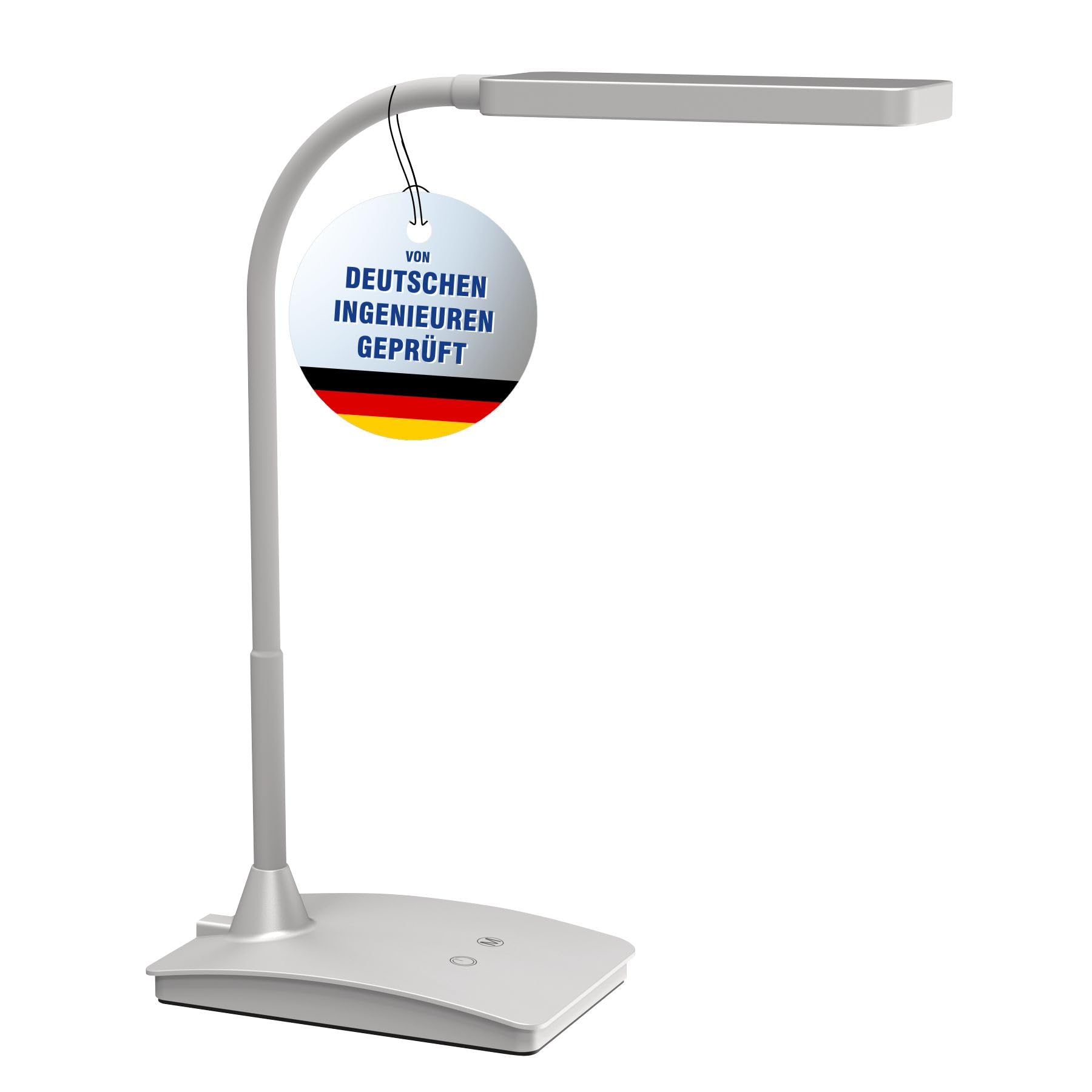 MAUL LED-Tischleuchte MAULpearly colour vario, dimmbar – leistungsstarke Büro Arbeitsplatzleuchte – Schreibtischlampe mit 3000-6500K Farbtemperatur – Silber