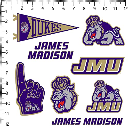 Image of James Madison University 8ct Vinyl Large Deluxe Stickers Variety Pack - Laptop, Water Bottle, Scrapbooking, Tablet, Skateboard, Indoor /Outdoor - Set of 8