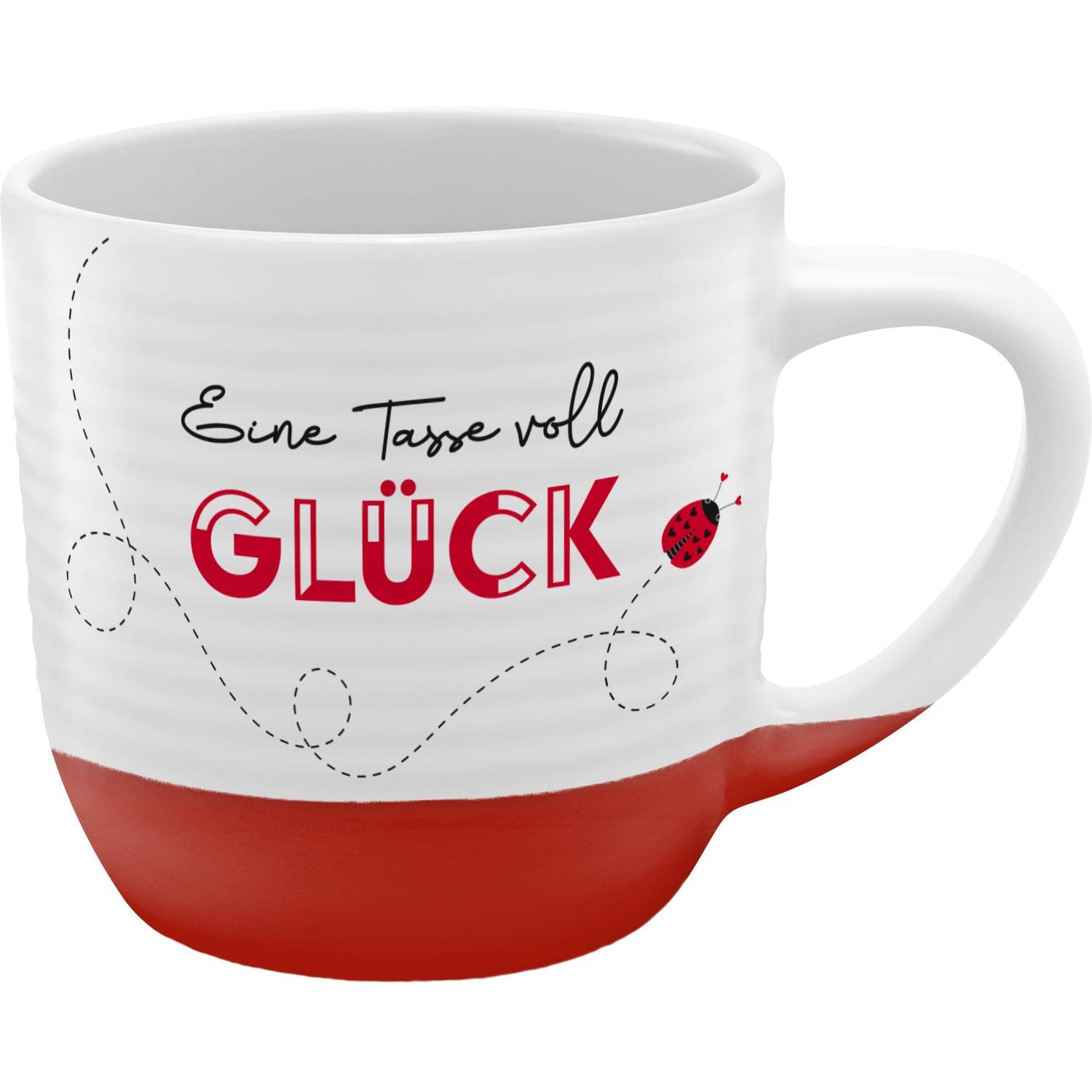 GRUSS & CO Tasse mit Rillen Eine Tasse voll Glück| Steinzeug, 40 cl, mehrfarbig | Glücksbringer, Geburtstagsgeschenk