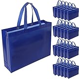 20Packs Reusable Grocery Bags with Handle, Large Non-Woven Shopping Bag Foldable, Royal Blue Tote Bags for Groceries Gift Party Wedding Christmas