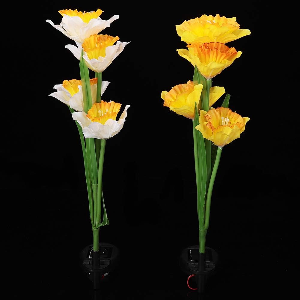 Garosa 2pcs Outdoor Solar Lights Solar Garden Lights with Daffodil Flowers Solar Flower Garden Stake Lights Yard Decoration for Garden Patio Courtyard Pathway