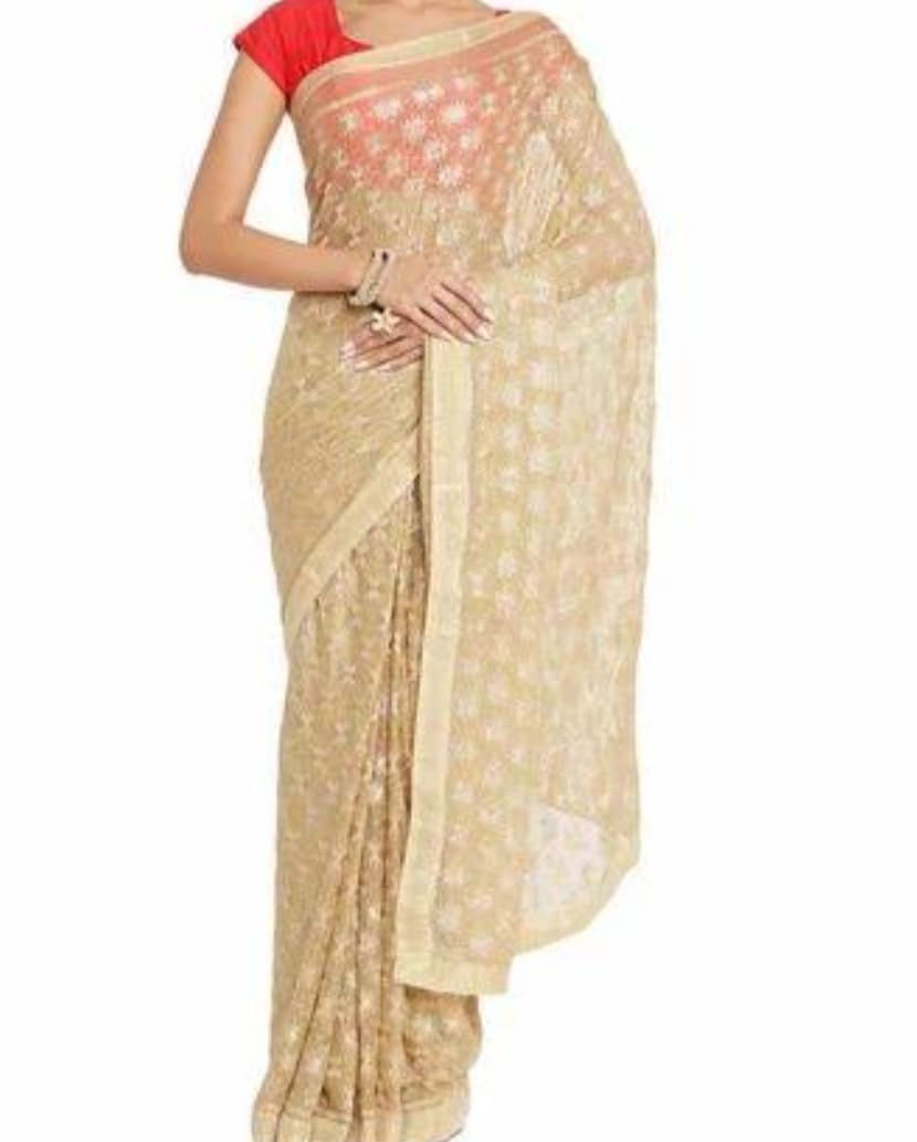 GenericUTSAV FASHIONS Women's Chiffon Phulkari Kanchan Multi Saree