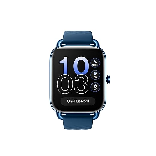 OnePlus Nord Watch with 1.78” AMOLED Display, 60 Hz Refresh Rate, 105 Fitness Modes, 10 Days Battery, SPO2, Heart Rate, Stress Monitor, Women Health Tracker & Multiple Watch Faces [Deep Blue]
