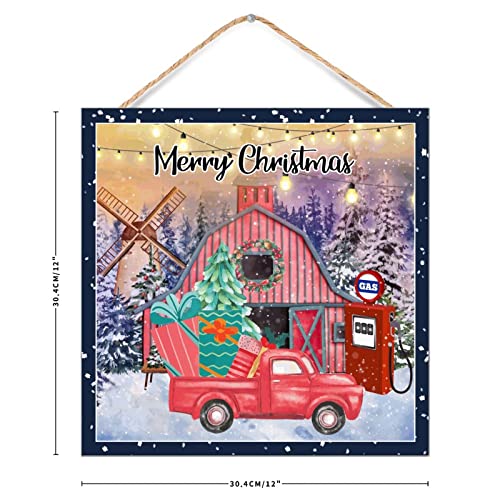 Placa de madera envejecida CustonCares decorativa con diseño de gasolinera roja 4