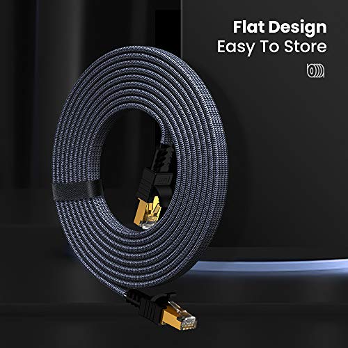 6.6FT/2M Shielded Cat 7 Ethernet Cable,Snowkids Professional Gold-Plated RJ45 Network Flat Cable, for Network Switches, Routers, PS4,Hubs and Other, Backward Compatible with Cat6/Cat 5e/Cat 5
