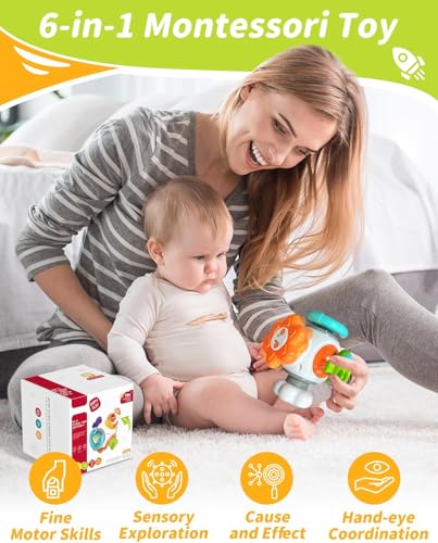 Image of PLUSPOINT Activity Busy Cube for Toddlers and Infants Sensory Toys for 18 Months 2 3 Year Old Boy Girl, Travel Plane Cars Learning Educational Toys for Baby Toddler Birthday Gifts