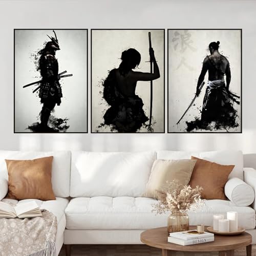 Toile samouraï japonais bushido pour habiller un grand mur vide sans cadre
