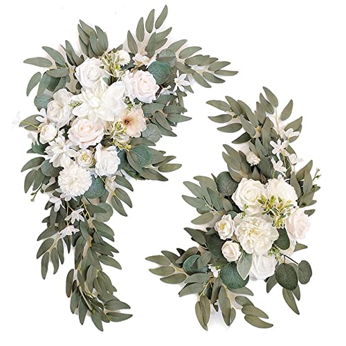 Wedding Arch Faux Flowers Set of 2 Greenery Garland for Wedding Decor...