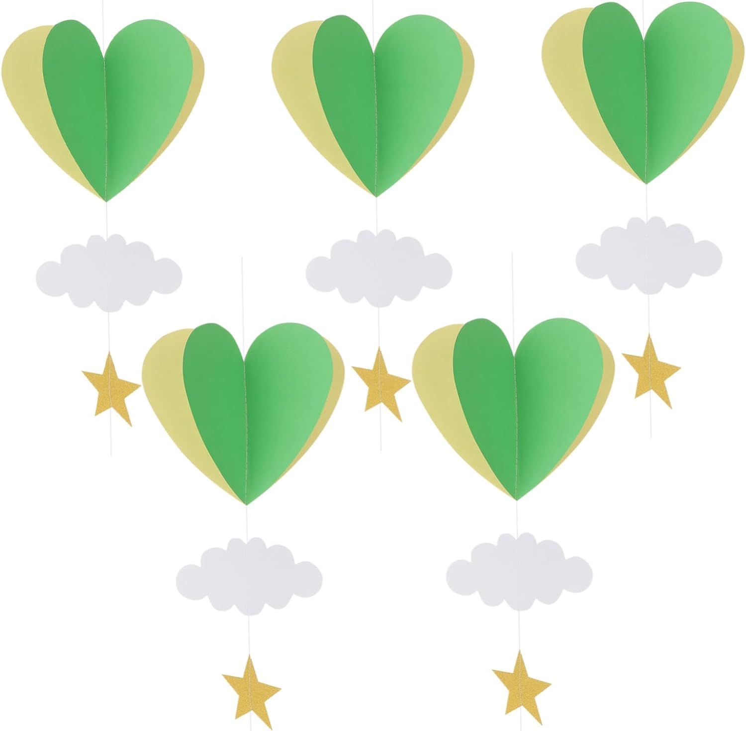 Azonee Three-dimensional Hanging Ornaments, Wedding Decorations Nursery Birthday Decorations, Birthday Party Supplies, Wedding Props Heart Hanging Garland Decorative Items The Clouds Paper, 5 Pcs