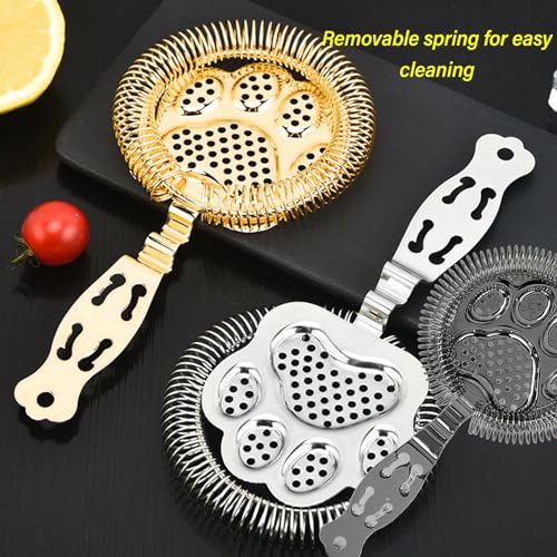 Stainless Steel Strainer, Cocktail Strainer, Fine Mesh Filters Strainer Tool Ice Separation Multifunctional Design Easy to Use for Bars and Restaurants (Silver)