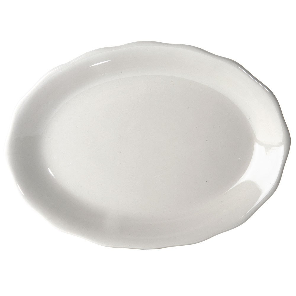Seville Scallop Edge Oval Platter 11 5/8" by CAC China – Large, Ceramic, White, Model SC-13