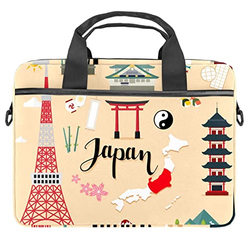 Maletín para portátil de 13 a 14.5 pulgadas con diseño de mapa de Japón y correa ajustable