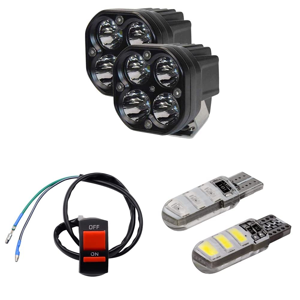 Allextreme EX40WF2 4 LED Fog Light Super Bright Spot Flood Beam Driving Lamp for Motorcycle Cars Bikes & SUV (40W, White Light, 2 PCS)