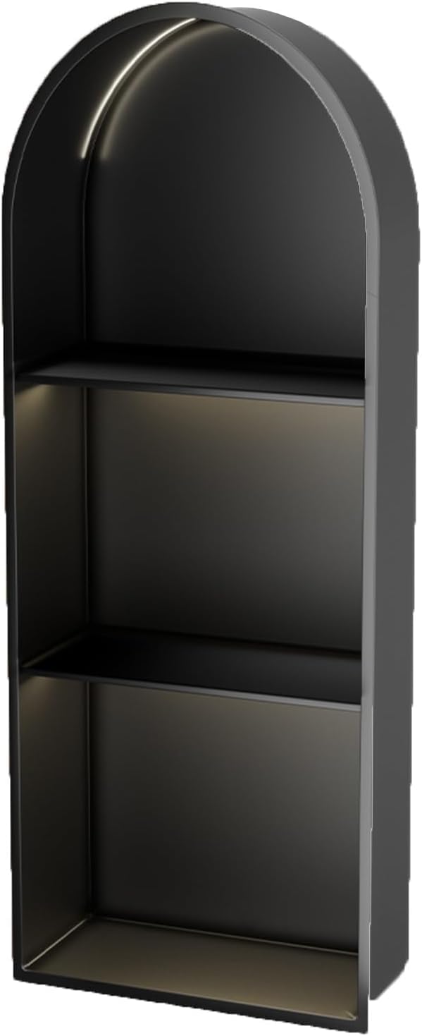 MYUYEE Wall Niche With Non Dimmable Led Light, Stainless Steel Shower Niche Shelf Recessed Shower Niche (Black 90X30X15Cm)