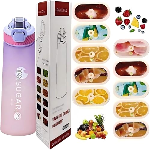 Botella sport 700ml+10 caps aromas, resistente calor/frío, nueva bebida