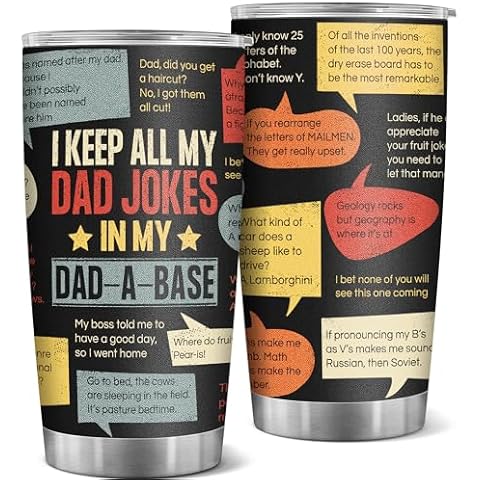 AGOT Dad Gifts for Dad from Children - Christmas Day Birthday Gifts for Dad from Daughter Son, Funny Dad Jokes 20oz Tumbler Gift for Men Who Have Everything Bonus Dad Cover