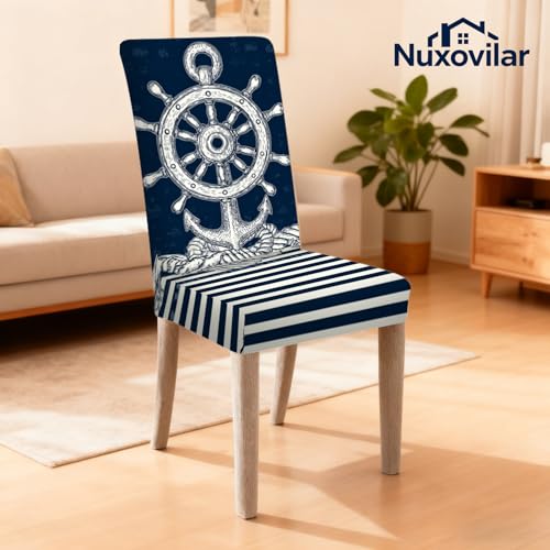Image of Nuxovilar 4PCS Nautical Style Seaside Stretch Chair Covers 23.6x70in