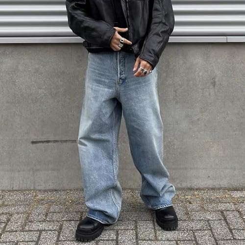 High Street Pants Straight Leg Dad Men's and Women's Same Wide Jeans3