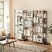 SUPERJARE Triple 4 Tier Bookshelf, Bookcase with 11 Open Display Shelves, Wide Book Shelf Book Case for Home & Office, Rustic Brown