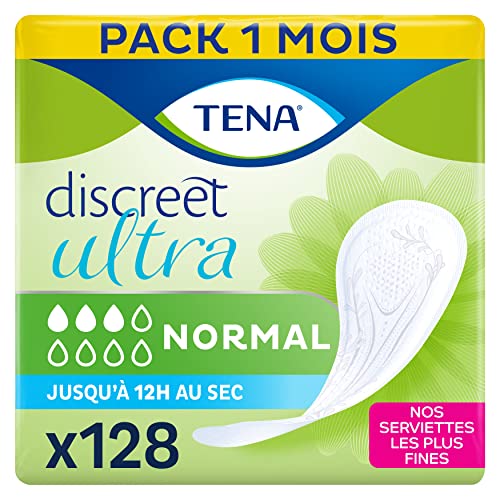 TENA Serviettes Discreet Ultra Normal - Protections Fuites Urinaires Femme - Sans parfum et absorbantes - Triple Protection contre les fuites urinaires...