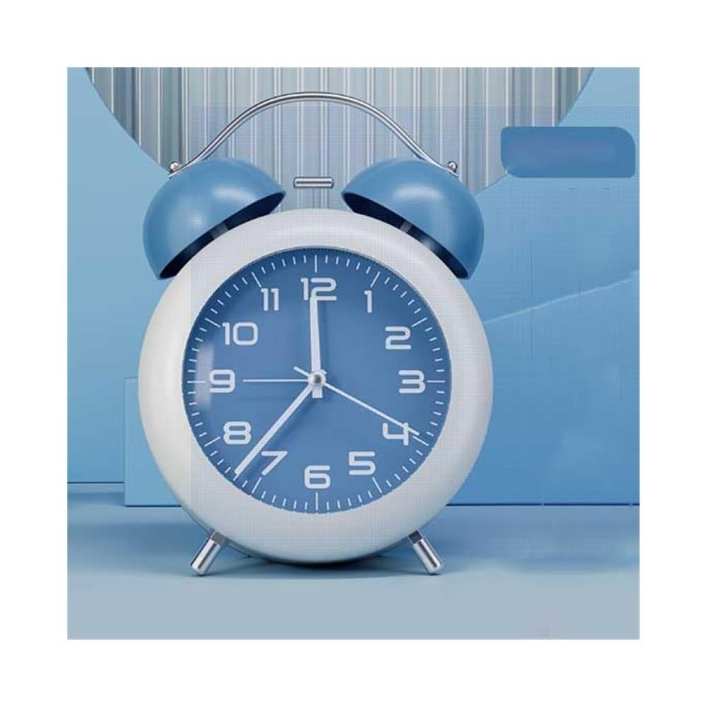 YHxFlux Table clocks Analog Alarm Clock Students for Living Room Kitchen Bedroom Office Bedside Desktop Multifunctional for bedrooms(Blue)
