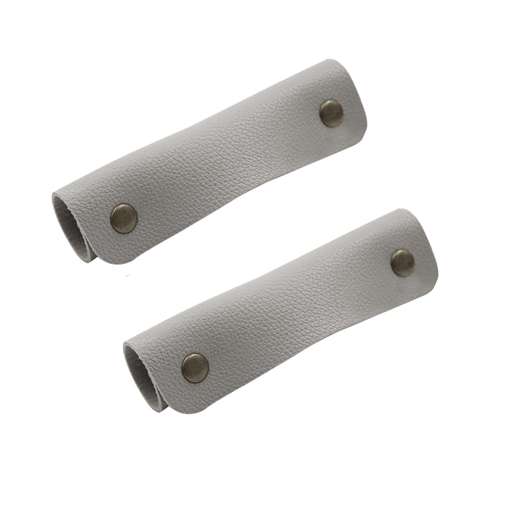 2Pcs Handbag Handle Leather Wrap Cover Purse Wallet Bag Handle Protectors Luggage Bag Grip Protector Saddle for DIY Craft Strap Making Supplies Gray