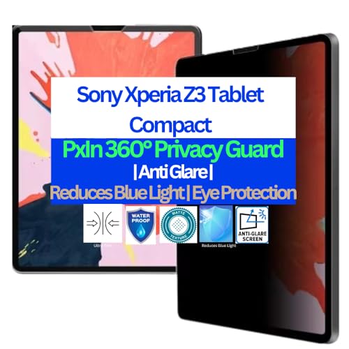 Image of Pxin Tablet Privacy Guard compatible with Sony Xperia Z3 Tablet Compact | Privacy screen protector | Anti Glare | Anti Spy Screen Protector | Reduces blue light | Self healing | Eye Protection