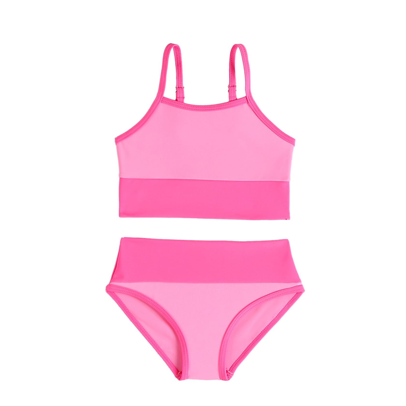 Little Girl Swimsuit Casual Swimwear Kids Two Piece Color Block Bathing Suits Beach Bikini Set 3-12Years
