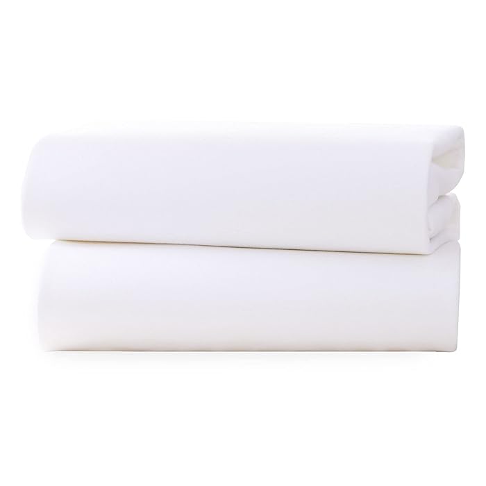 Buy Clair de Lune Cot Fitted Sheets 120 x 60 cm 100 Soft Cotton Jersey (White, Pack of 2