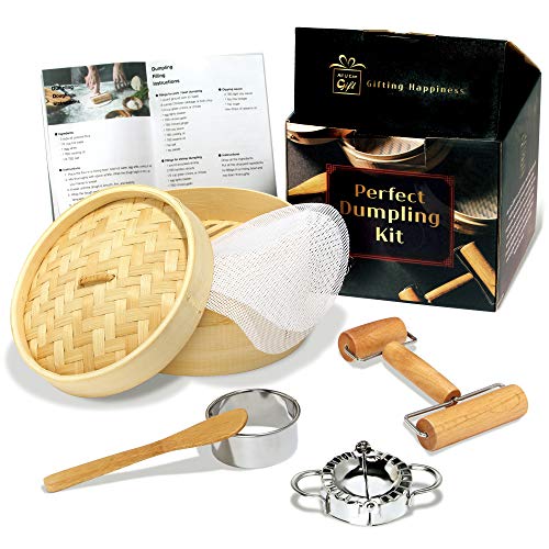 AUCG - Dumpling Maker Cookware Sets - Bamboo Steamer Basket With Dumpling Mold Set And Cutter - Kitchen gifts - Best Gift Ideas For Women - Cooking Gifts For Men - Cooking gadgets foodie gifts