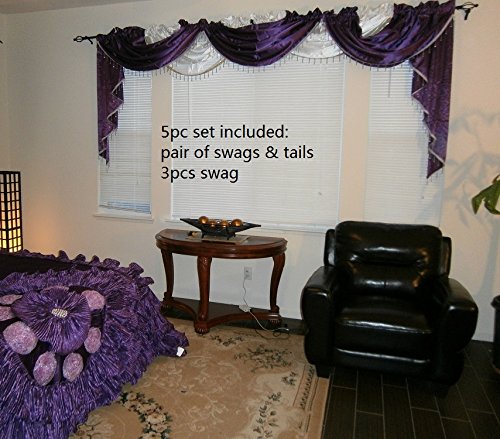 Octorose ® Royalty Custom Waterfall Window Valance Swags & Tails (White, Swag(66X37 Wxh)) #TOP3
