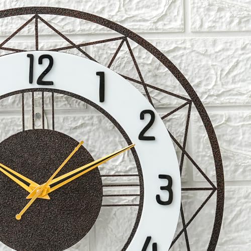 Image of Decorative Metal Wall Clock with Pendulum for Living Room | Modern Stylish Wall Clock for Bedroom, Hall, Office & Home Decor | Luxury Designer Analog Wall Clock (Antique Copper 18 Inch)