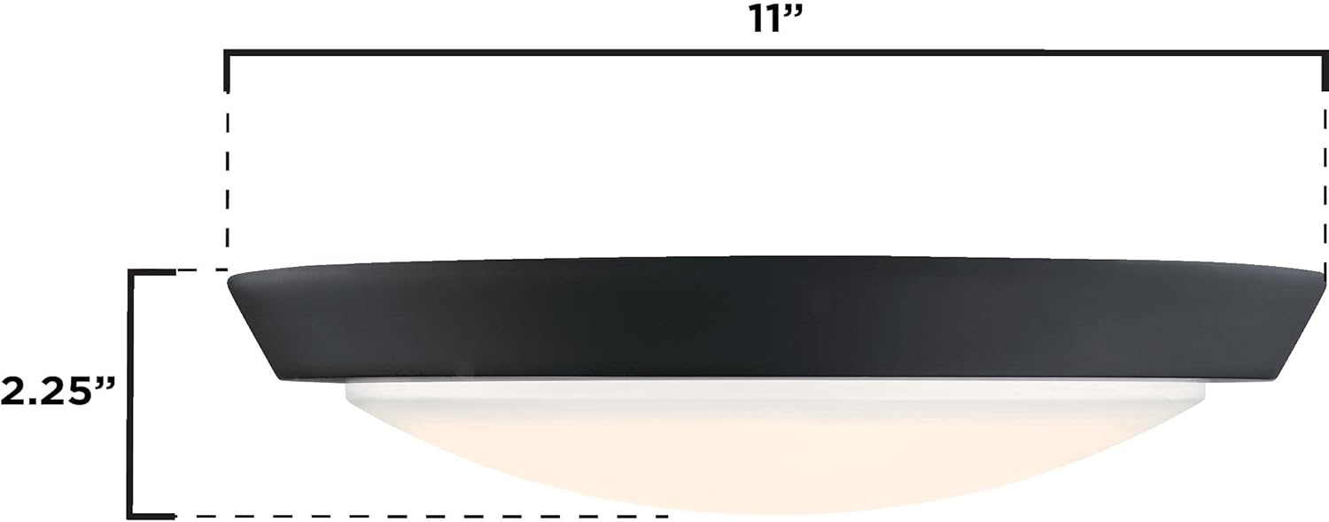 Westinghouse 6117400 Traditional One-Light, 11 Inch 20 Watt LED Indoor Flush Mount Ceiling Light Fixture, Matte Black Finish, Acrylic Shade