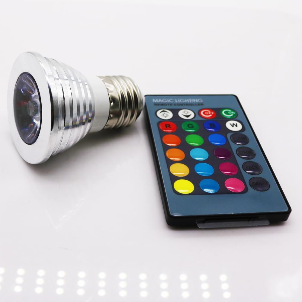 3W Bombilla inteligente E27,Regulable Cambio de Color Bombilla Led con mando,para Hogar, Decoración, Bar, Fiesta (12 Unidad)