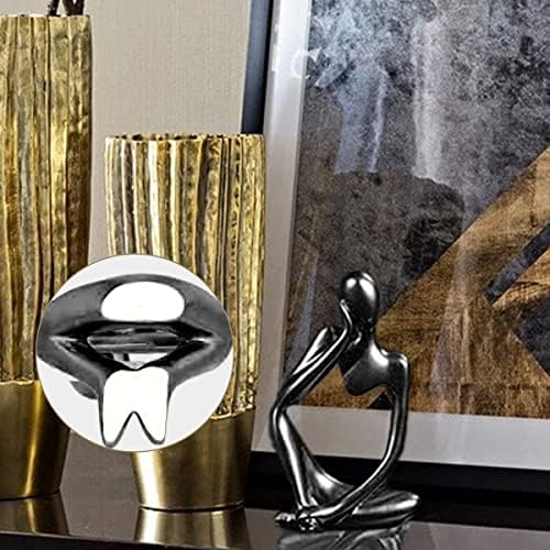 Thinker Statue Abstract Sculpture Resin Home Black Decorative Statue Suitable for Modern Home Office Bookshelf Desktop Collection Statue (3 Pieces)