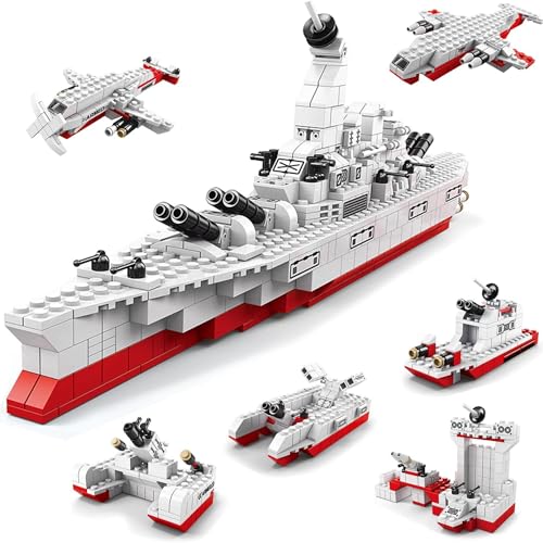 Image of 6-in-1 War Ship Building Block Set - Build Boats, Yachts & More | 1000+ Pieces STEAM /STEM Toy for Kids | Durable & Safe(ABS) | Comes in Colorful Poly Bag | 12 Months Manufacturing Warranty