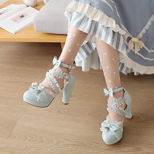 Chaussures de mariée bleues et romantiques pour fête