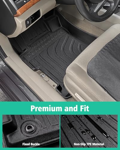 Image of DiffCar for Honda Accord Floor Mats 2008 2009 2010 2011 2012 (Gas Only), All-Weather TPE Car Accessories for 8th Accord Sedan (Not Fit Coupe), Interior Rubber Car Floor Mat & Trunk Liner, Black Rugs