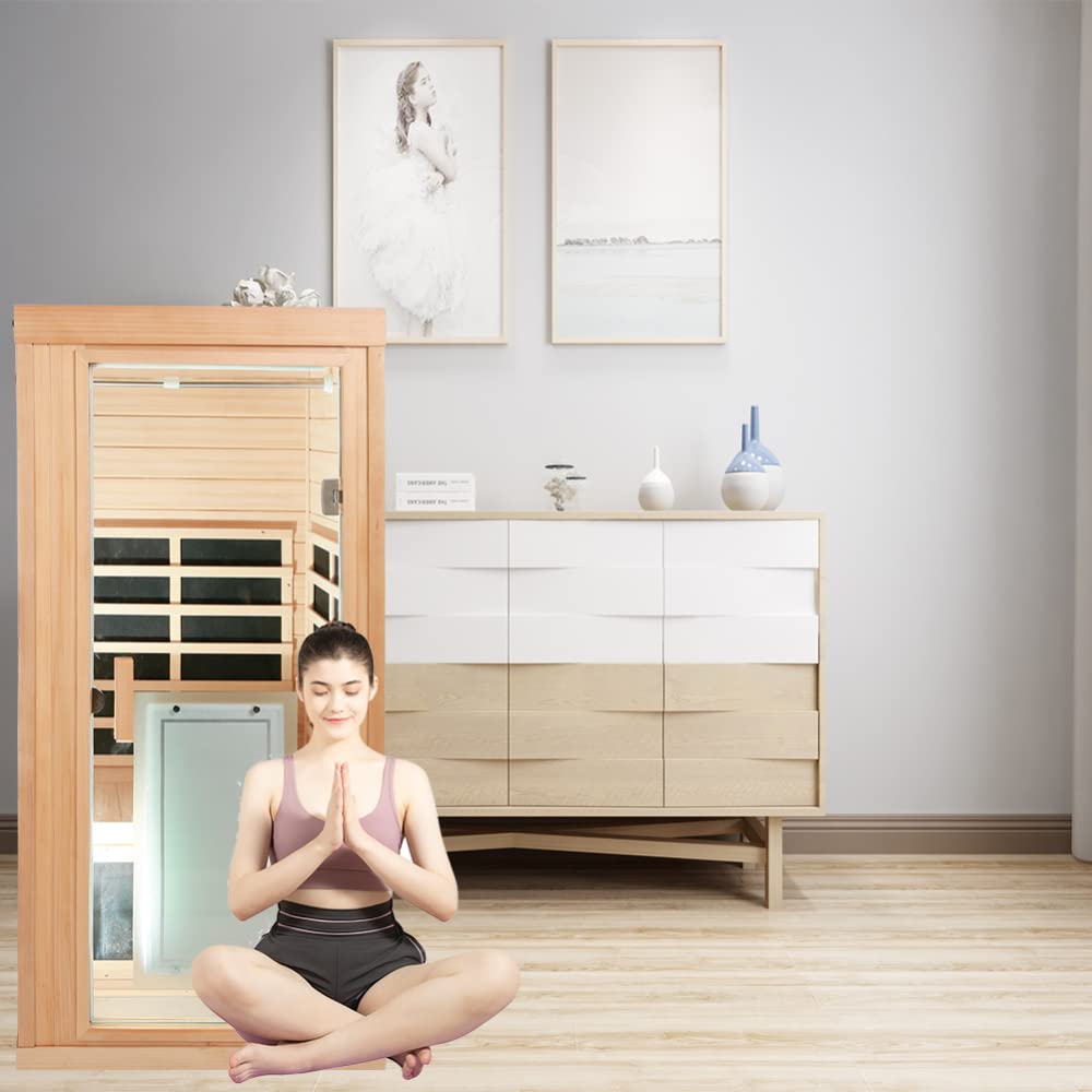 voqoomkl Far Infrared Sauna Room, Home Spa with Built-in Carbon Crystal Heating Board & Intelligent Control Panel, Sauna Tent Spa, Detox Therapy and Relaxation, Easy to Install