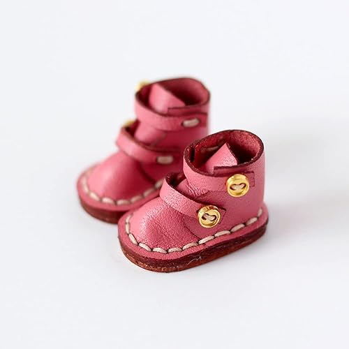 Botas de cuero de vaca hechas a mano zapatos para OB11, Molly, GSC, 112 BJD muñeca accesorios (rosa) Botas de cuero de vaca hechas a mano zapatos para OB11, Molly, GSC, 112 BJD muñeca accesorios (rosa)