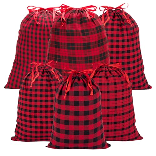 Joycraft 6Pcs Cotton Christmas Drawstring Gift Bags