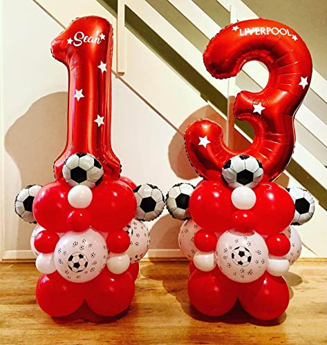Image of 40 Inch Red 13 Number Balloons Giant 13 or 31 Balloons Red Birthday 13 Balloons 13th Birthday Anniversary Events Party Decorations Supplies