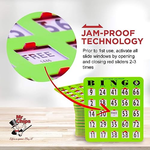 image for MR CHIPS Jam-Proof Easy-Read Large Print Fingertip Bingo Cards with Sl