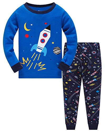 Pijamas Niño Cohete Astronauta Tiburón Animales Algodon Ropa a Juego Conjunto Edad 9-10 Años