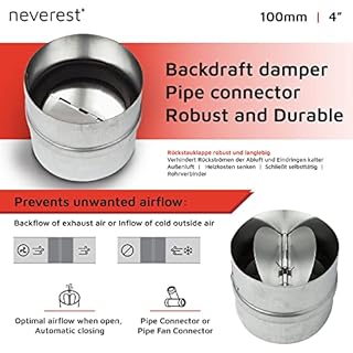 neverest® RK 100 mm Valvola di non Ritorno Aria con Guarnizione Interna per Condotte Aria